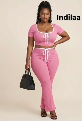 L’Ensemble "Douceur de Rose" Crop Top & Pantalon Galbant