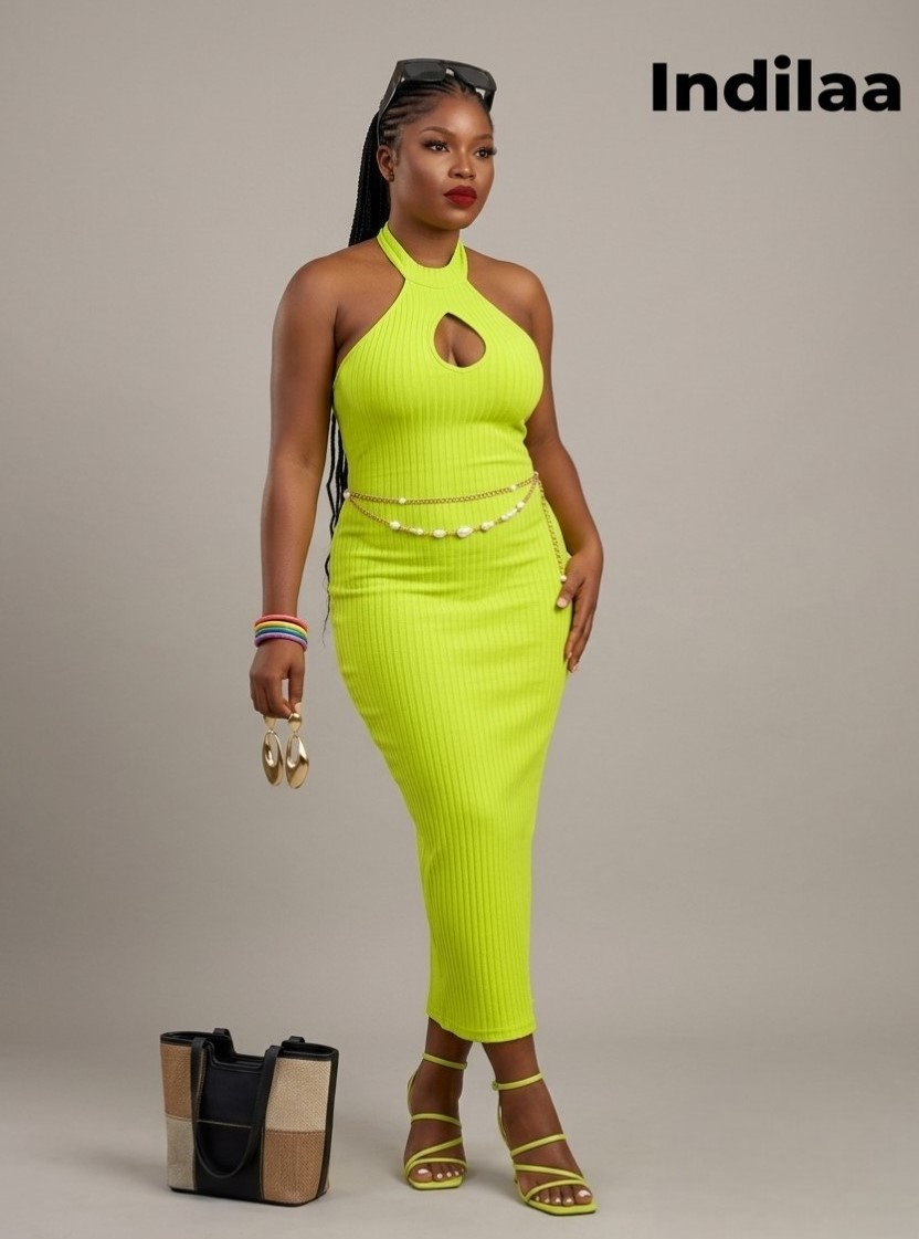 IND-058 Robe Éclat Citron Élégance & Fraîcheur